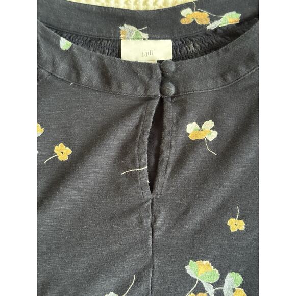 J. Jill Navy Blue Cotton Blend 3/4 Sleeve Peasant Keyhole Boho Top XL - Picture 9 of 10